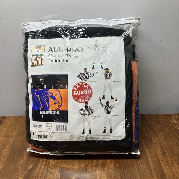 Vintage Biederlack Team NFL Blanket DENVER BRONCOS 60”x 80” BRAND NEW - Picture 1 of 6